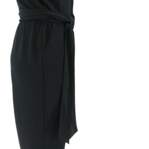 NWT H BY HALSTON WRAP‎ V-NECK TIE WAIST JUMPSUIT - Picture 2 of 15